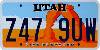 UT license plate Z479UW