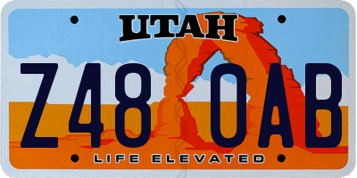 UT license plate Z480AB
