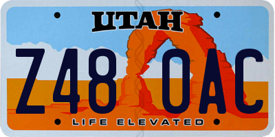 UT license plate Z480AC