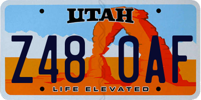 UT license plate Z480AF