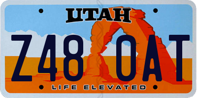 UT license plate Z480AT