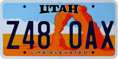 UT license plate Z480AX