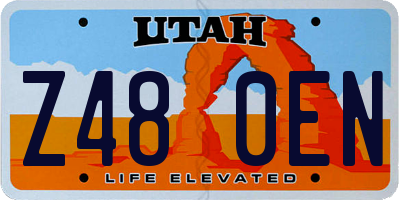 UT license plate Z480EN