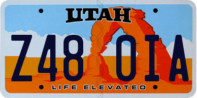 UT license plate Z480IA