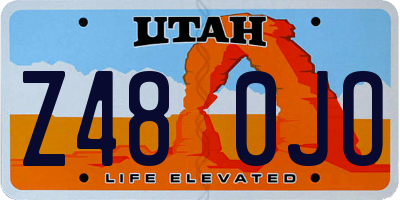 UT license plate Z480JO