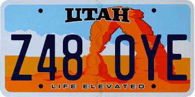 UT license plate Z480YE