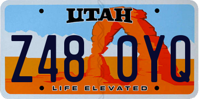 UT license plate Z480YQ