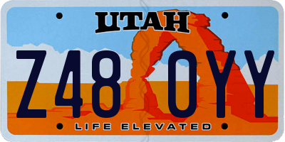 UT license plate Z480YY