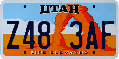 UT license plate Z483AF