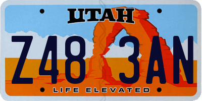 UT license plate Z483AN