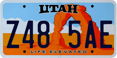 UT license plate Z485AE