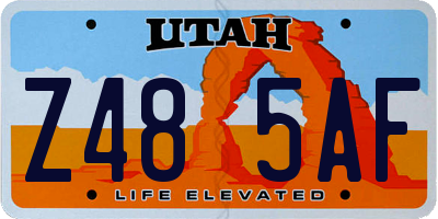 UT license plate Z485AF