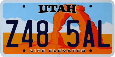 UT license plate Z485AL