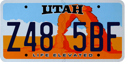 UT license plate Z485BF