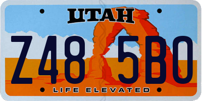 UT license plate Z485BO