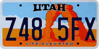 UT license plate Z485FX