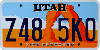 UT license plate Z485KO