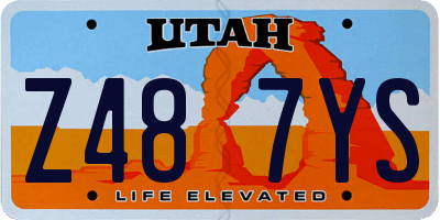 UT license plate Z487YS