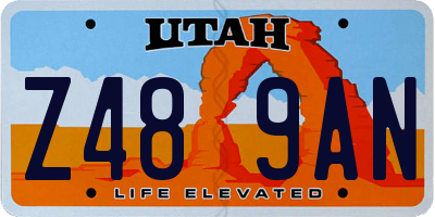 UT license plate Z489AN