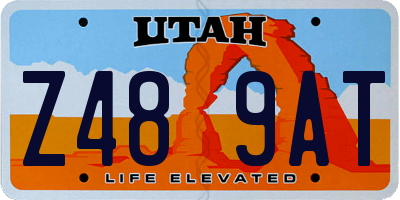 UT license plate Z489AT