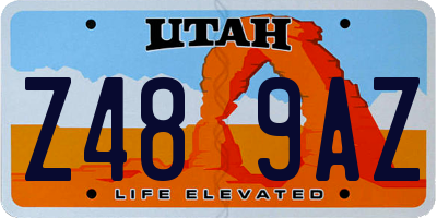 UT license plate Z489AZ