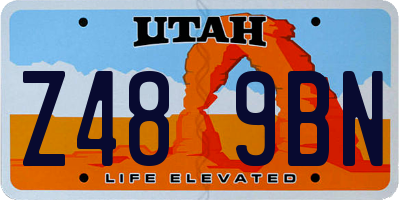 UT license plate Z489BN