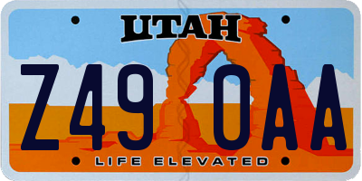 UT license plate Z490AA