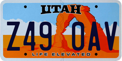 UT license plate Z490AV