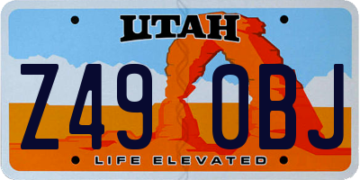 UT license plate Z490BJ
