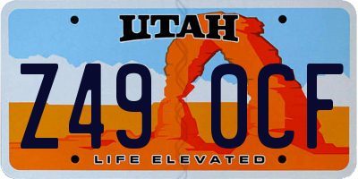 UT license plate Z490CF