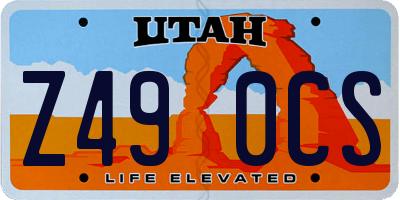 UT license plate Z490CS