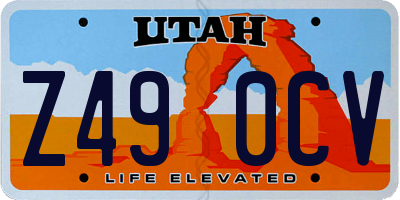 UT license plate Z490CV
