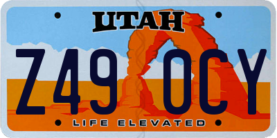 UT license plate Z490CY