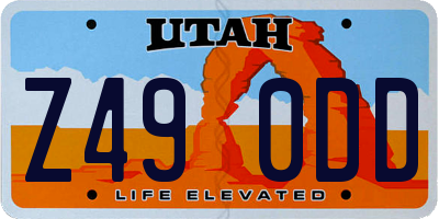 UT license plate Z490DD