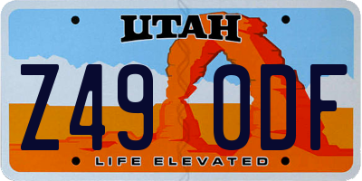 UT license plate Z490DF
