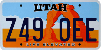 UT license plate Z490EE