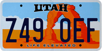 UT license plate Z490EF