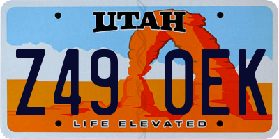 UT license plate Z490EK