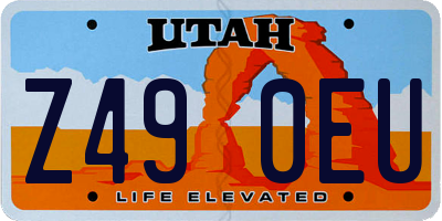 UT license plate Z490EU