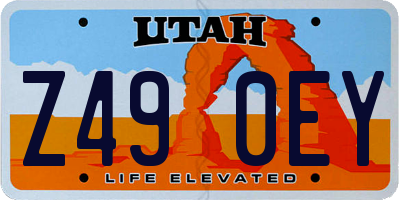 UT license plate Z490EY