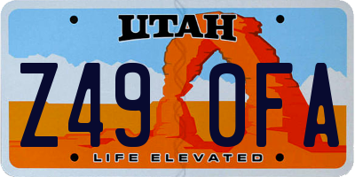 UT license plate Z490FA