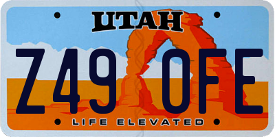 UT license plate Z490FE
