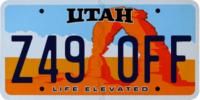 UT license plate Z490FF