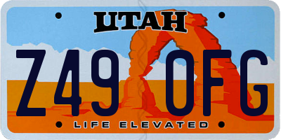 UT license plate Z490FG