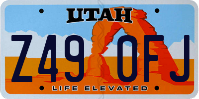 UT license plate Z490FJ
