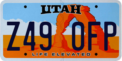 UT license plate Z490FP
