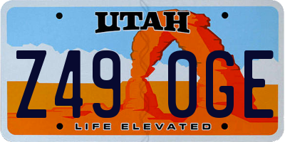 UT license plate Z490GE