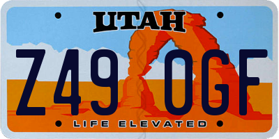 UT license plate Z490GF