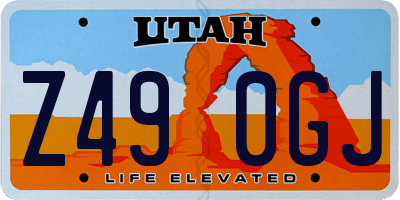 UT license plate Z490GJ