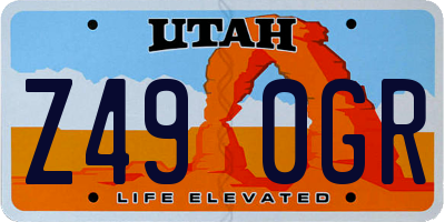 UT license plate Z490GR